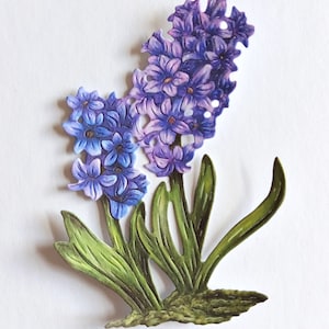 6 lila/blaue Hyazinthen Blumensträuße, Stanzteile für Scrapbooking, Scrapbooking, Journaling oder für besondere Anlässe