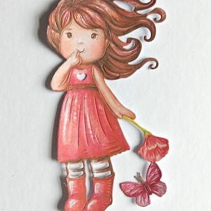 4 große hübsche Mädchen die cuts, rosa Kleid Mädchen, Papier Mädchen Figuren, Papier Mädchen Figuren, Kartenzubehör, Scrapbooking und Junk Journaling