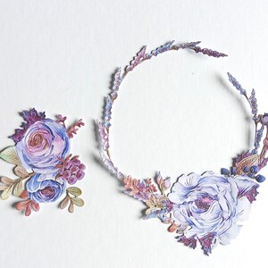 2 x bloemenkranssets gestanste, lavendel en paarse bloemenkransuitsparingen voor junkjournaling, kaarten maken, scrapbooking met papieren bloemen
