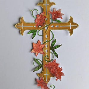 4 grandes croix avec des fleurs découpées, confirmation de communion de baptême de Noël, découpes religieuses, spirituelles, fabrication de cartes de toppers