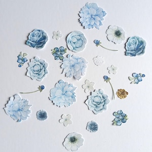 30 gemischte Blumen Stanzteile, blaue Blüten, Scherenschnitte, Papier Verzierungen