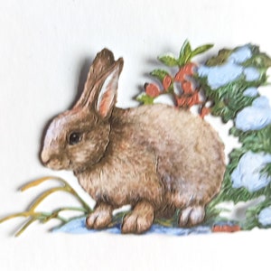 4 x lindos cortes de coelho de inverno, cenas sazonais com neve e frutas vermelhas são ótimos chapéus de coco para cartões de Natal, scrapbooking e diários