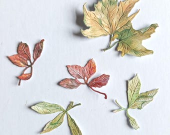 30 autumn leaf die cuts, paper cut out Fall leaves, mixed colour foliage for card making, scrapbooking, journaling and home decor
