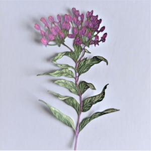 6 x découpes de fleurs violettes, découpes de tiges de fleurs en papier hautes pour le scrapbooking, la décoration intérieure, la fabrication d'éphémères et de cartes et la journalisation