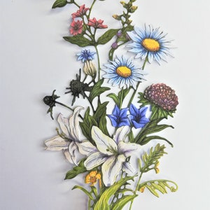 3 grandi fustelle di mazzi di fiori misti, bouquet di fiori colorati, topper per biglietti della festa della mamma, creazione di biglietti, strumento per scrapbooking, fiori di carta,