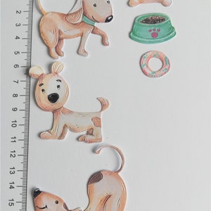 12 dog and 12 accessories die cuts, cute dog card toppers, dog die cuts for scrapbooking, card making children's cards, paper animals image 3