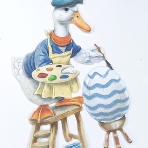 4 x Ente Malerei Eier Stanzteile, männliche Ente künstlerische Tier Karten Topper für Osterkarten, Kinder Dekor Scrapbooking Journaling Kunst Liebhaber