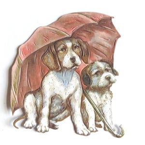 6 x mignons couples de chiens sous le parapluie, chiots découpés dans du papier pour le scrapbooking, décoration intérieure, fabrication de cartes, tenue d'un journal, cadeau pour amoureux des animaux