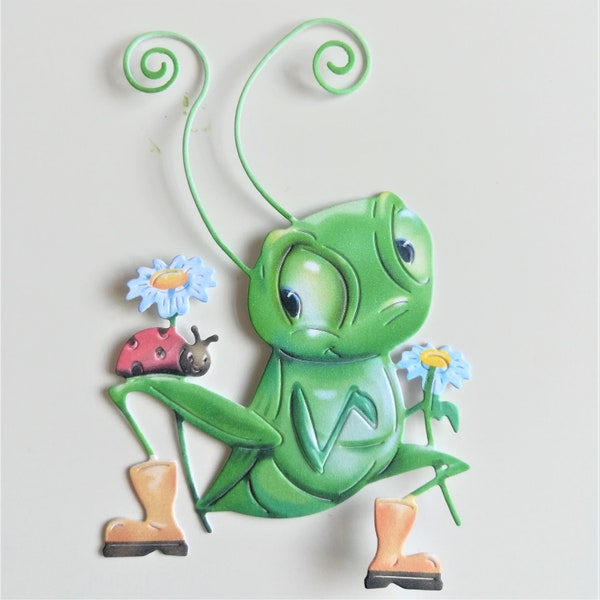 Cute grasshopper die cuts x 4, green grasshopper for children's cards, home decor, scrap booking