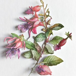 6 x fuchsia pink/lila Blumen Stanzteile für Scrapbooking, Wohnkultur, Ephemera, Kartenherstellung und Journaling