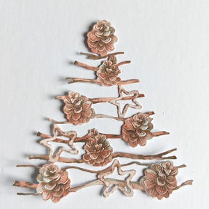 6 cortes de árvores de pinha marrom para cartões de Natal, scrapbooking de árvores de papel, suprimentos para fazer cartões de diário, decoração de casa, enfeites