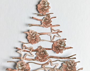 6 bruna tallkotteformade stansar för julkort, scrapbooking av pappersgranar, korttillverkningsmaterial från Junk Journal, heminredning, utsmyckningar