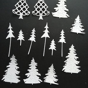 14 alberi di Natale fustellati, alberi festivi, alberi fustellati, toppers per carte, abbellimenti stagionali