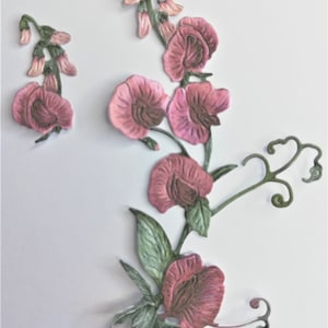 12 Sweet pea Blumen Die Cuts, 6 Sets von 2 magentafarbene Blumen Karten Topper, rosa gestanzte Blumen, Scrapbooking und Muttertagskarten-Herstellung.