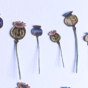 18 x cortes de cabeça de papoula, folhagem recortada em papel com sementes de papoula de cores misturadas para fazer cartões, scrapbooking, diário e decoração de casa