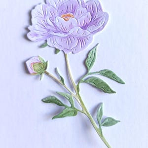 4 troqueles de flores de peonía morada individuales, flores recortadas en papel para scrapbooking, decoración del hogar, fabricación de tarjetas, diario, adornos para tarjetas, efímeras