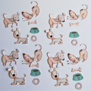 12 dog and 12 accessories die cuts, cute dog card toppers, dog die cuts for scrapbooking, card making children's cards, paper animals image 2