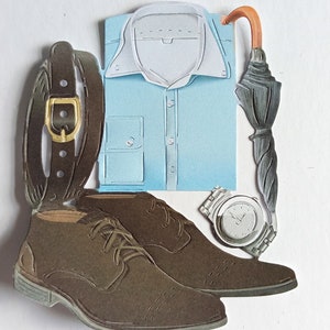 4 x fustellati per abbigliamento maschile, ritagli di topper per carte di accessori da uomo per scrapbooking, biglietti da uomo per la festa del papà, diario
