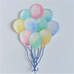 4 colourful balloon die cuts, birthday celebration cut out for scrapbooking, card making and journaling, celebration images and memorabilia