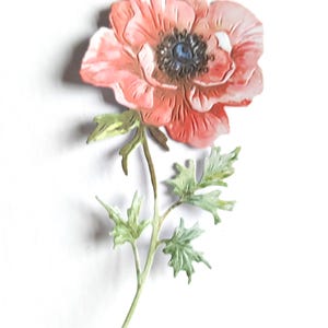 4 x fleurs d'anémone rouges découpées, grandes fleurs découpées pour scrapbooking, décoration intérieure, éphémères, fabrication de cartes et tenue de journal