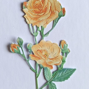 6 rosas silvestres amarelas cortadas em molde, raminho de flores recortado em papel para scrapbooking, decoração de casa, criação de cartões e diário, enfeites de cartão, itens efêmeros