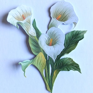 6 weiße Calla Lilien Blumen Stanzteile, Karten Topper, Sympathie Blume Ausschnitte für Scrapbooking, Wohnkultur, Ephemera, Kartenherstellung, Journaling