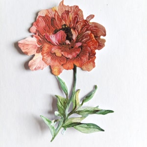 4 orange flower die cuts, card topper fluffy flower cut outs for scrapbooking, home decor, ephemera, card making and journaling