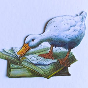5 divertidos recortes de patos em livros, toppers de cartão de animais para amantes de livros para fazer cartões, decoração de casa, scrapbooking e diário