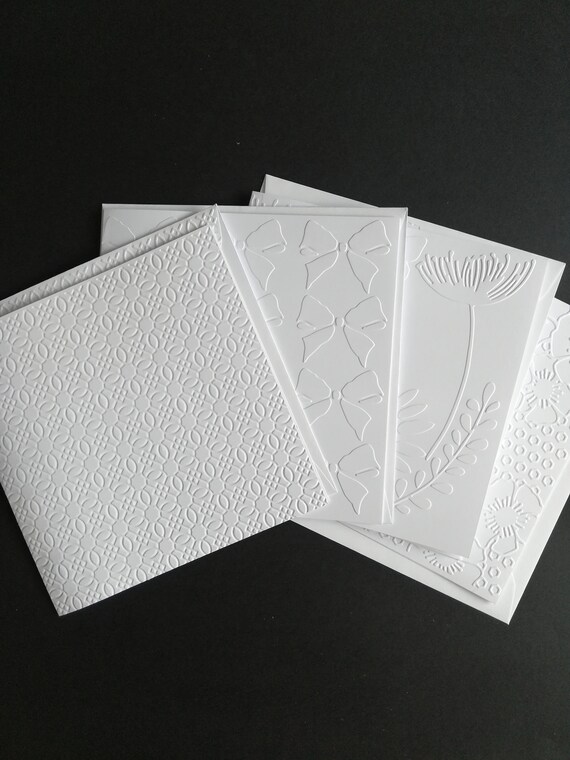 Set of 4 Embossed Cards With Matching Embossed Envelopes 6x6 Etsy