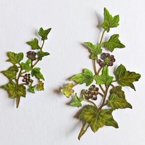10 x gestanste zwarte klimop, uitgesneden papier, groen blad met zwarte bessen voor kaarten maken, scrapbooking, journaling en interieurdecoratie