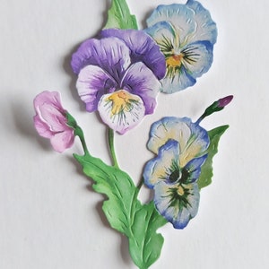 4 bunte Stiefmütterchen Blumen Stanzteile, Karten Topper Frühlingsblumen für Scrapbooking Wohnkultur, Ephemera und Kartenherstellung und Journaling