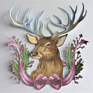 2x Weihnachten Rentiere Stanzteile, große festliche gestanzte Papier Hirsch, Scrapbooking, Junk Journal und Karten machen, Papier Basteln