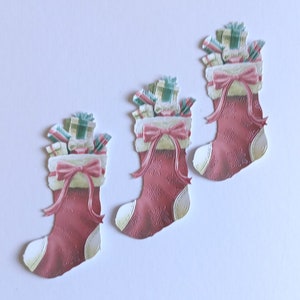 3 fustellati grandi per calze di Natale per scrapbooking, creazione di cartoline, journaling e decorazioni per la casa
