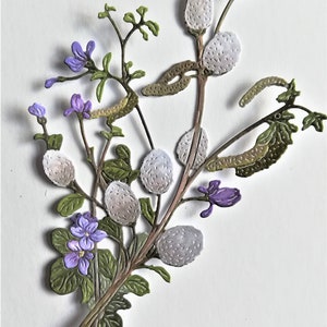 4 x katjes gestanst, bloeiende planten kaart toppers, papieren bloemen, gestanste planten, junk journal, kaarten maken levering, scrapbooking