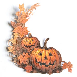 4 grandes découpes orange d'arrangement de citrouille d'Halloween, découpes d'automne, dessus de cartes fantasmagoriques, fabrication de cartes, scrapbooking, journalisation de décoration intérieure