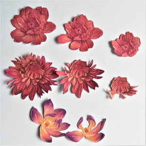 Cortes de flores para decoupage, cortes de flores mistas, enfeites de papel, scrapbooking e materiais para fazer cartões, 8 recortes, flores em camadas