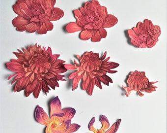 Troqueles de flores de decoupage, troqueles de flores mixtas, adornos de papel, álbumes de recortes y suministros para hacer tarjetas, 8 recortes, flores en capas