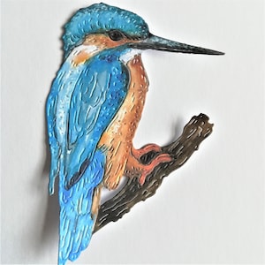 4 x cortes de pássaros martins-pescadores, grandes recortes de pássaros azuis, pássaros de papel no galho, chapéus de coco para cartões, diário de lixo eletrônico, scrapbooking e criação de cartões