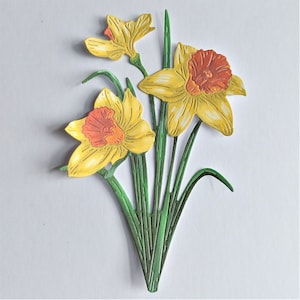 5 x grandes troqueles de racimo de flores de narciso, flores de primavera troqueladas para scrapbooking, decoración del hogar, efímeras y fabricación de tarjetas y diarios