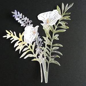 6 x Calla Lilien Blumenstrauß Stanzteile, gemischte Blumen Strauß Stanzteile, Karten Topper, Scrapbooking
