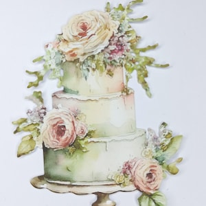 6 x Hochzeitstorte Stanzteile, Blumen auf Kuchen Ausschnitte, Hochzeitskarten Versorgung, Geburtstagskuchen, Kartenherstellung Lieferungen, Scrapbooking, Journaling