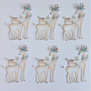 6 x fustellature di madre e cucciolo di cervo, toppers per cartoline di Natale, fustellature di animali festivi, fustellature di renne di Natale, scrapbooking e creazione di cartoline