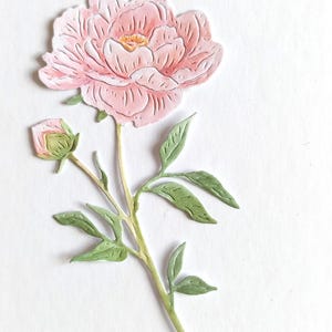 4 x fleurs de pivoine roses découpées, fleurs découpées en papier pour scrapbooking, décoration intérieure, fabrication de cartes, tenue d'un journal, décorations de cartes, éphémères