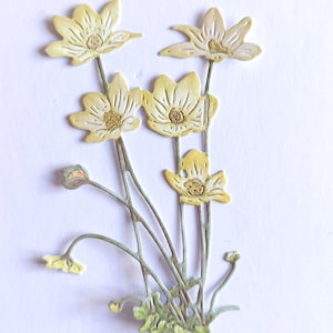 4 troqueles de flores altas, ramo de flores silvestres recortadas en papel amarillo para scrapbooking, decoración del hogar, fabricación de tarjetas y adornos para diario, efímeras