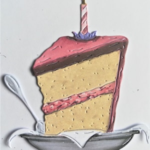 Ensemble de 8 morceaux de gâteau découpés à l'emporte-pièce avec bougie, découpes de gâteau, décorations de cartes de fête, décorations d'invitation à une fête