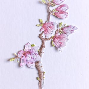 6 troqueles grandes de ramas de magnolia rosa, ramas de flores recortadas en papel para scrapbooking, decoración del hogar, creación de tarjetas y diarios, adornos para tarjetas