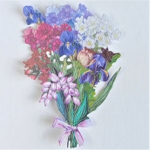 5x cortes coloridos de buquê de flores, recortes de flores de papel para scrapbooking, decoração de casa, coisas efêmeras e criação de cartões e diário