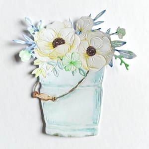 4 x emmer gele pastelbloemen gestanste bloemen, kaarttopper bloemuitsparingen voor scrapbooking, woondecoratie, ephemera, kaarten maken en journaling