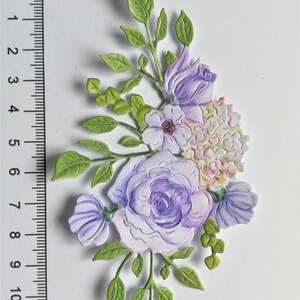Purple Die Cut Flower Sprigs, Set of Three Delicate Flower Paper Die ...