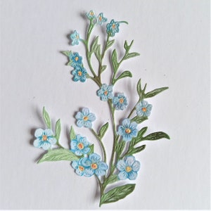 6 x blaue Vergissmeinnicht Blume Stanzteile, blaue Vergissmeinnicht Blume Ausschnitte, Karte Topper, Papiertüten, Scrapbooking